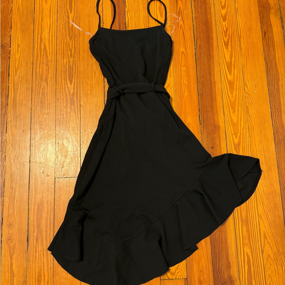 Cherie Black Dress with Belt Tie
